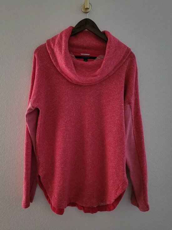 Tommy Hilfiger Sweaters - Tommy Hilfiger Athluxe Cowl Neck Fleece Sweater Large Red Pink Womens Cozycore